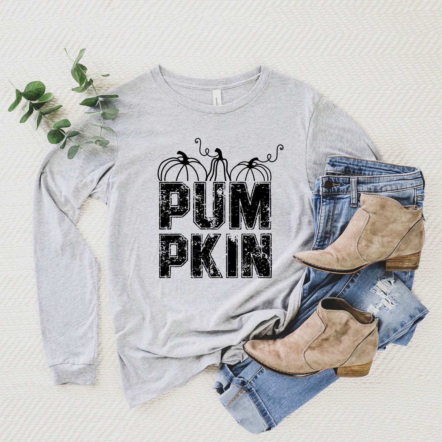 Pumpkin Distressed | Long Sleeve Crew Neck