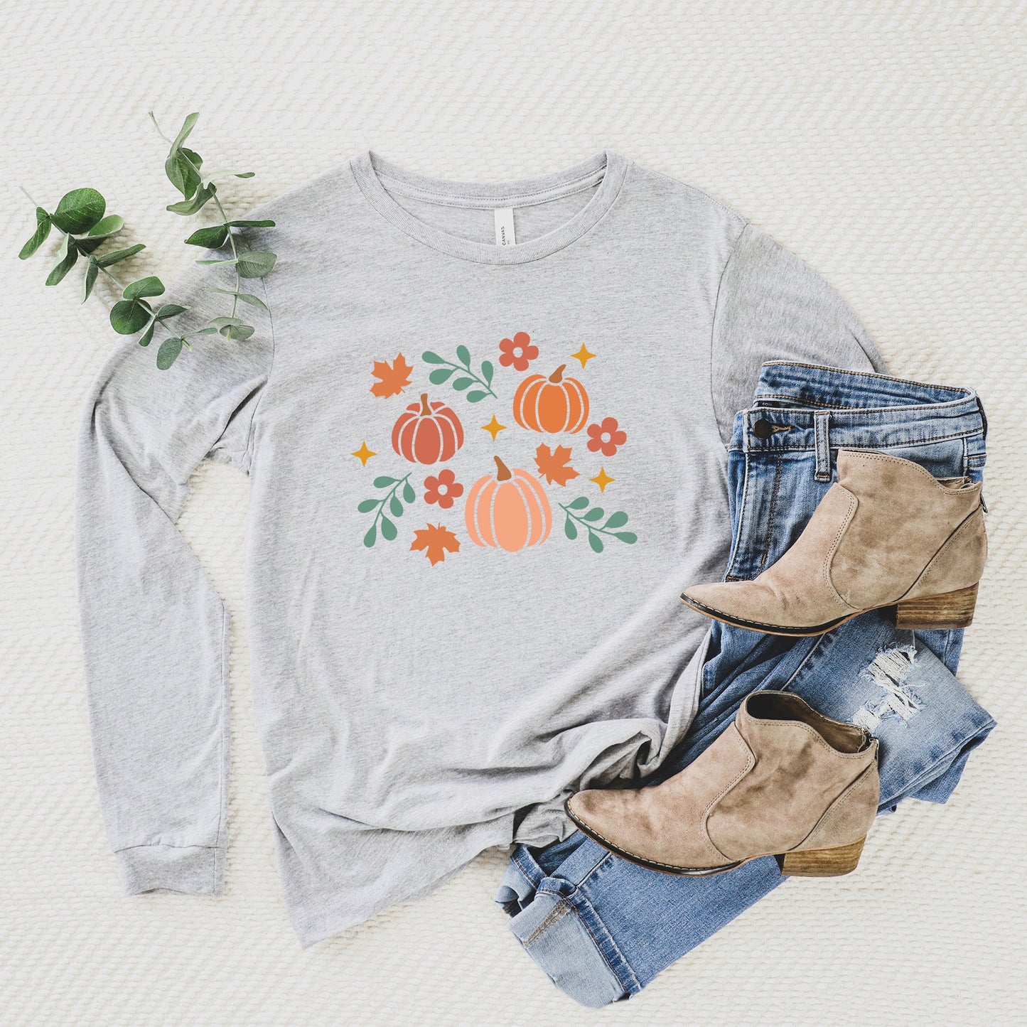 Pastel Pumpkins | Long Sleeve Crew Neck