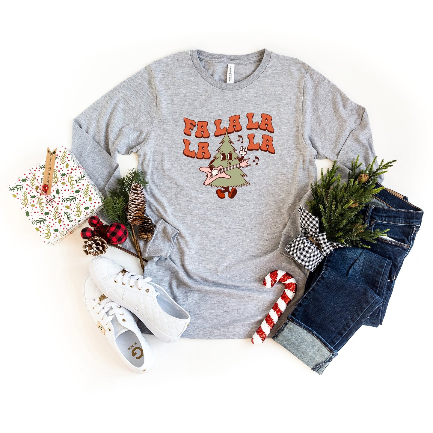 Fa La La Rockin' Tree | Long Sleeve Crew Neck