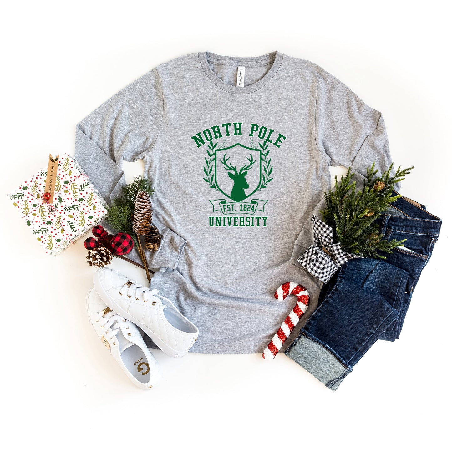 North Pole University Reindeer | Long Sleeve Crew Neck