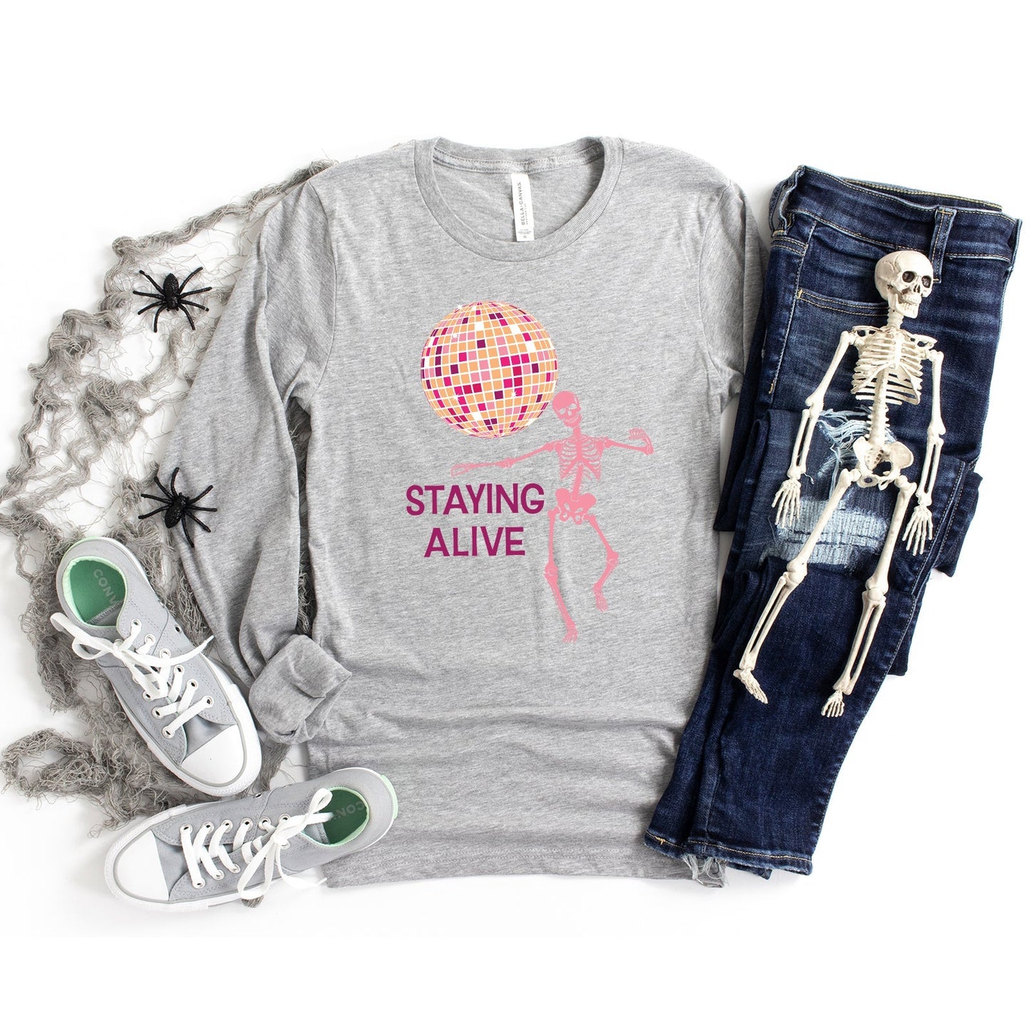 Staying Alive Disco Ball | Long Sleeve Crew Neck