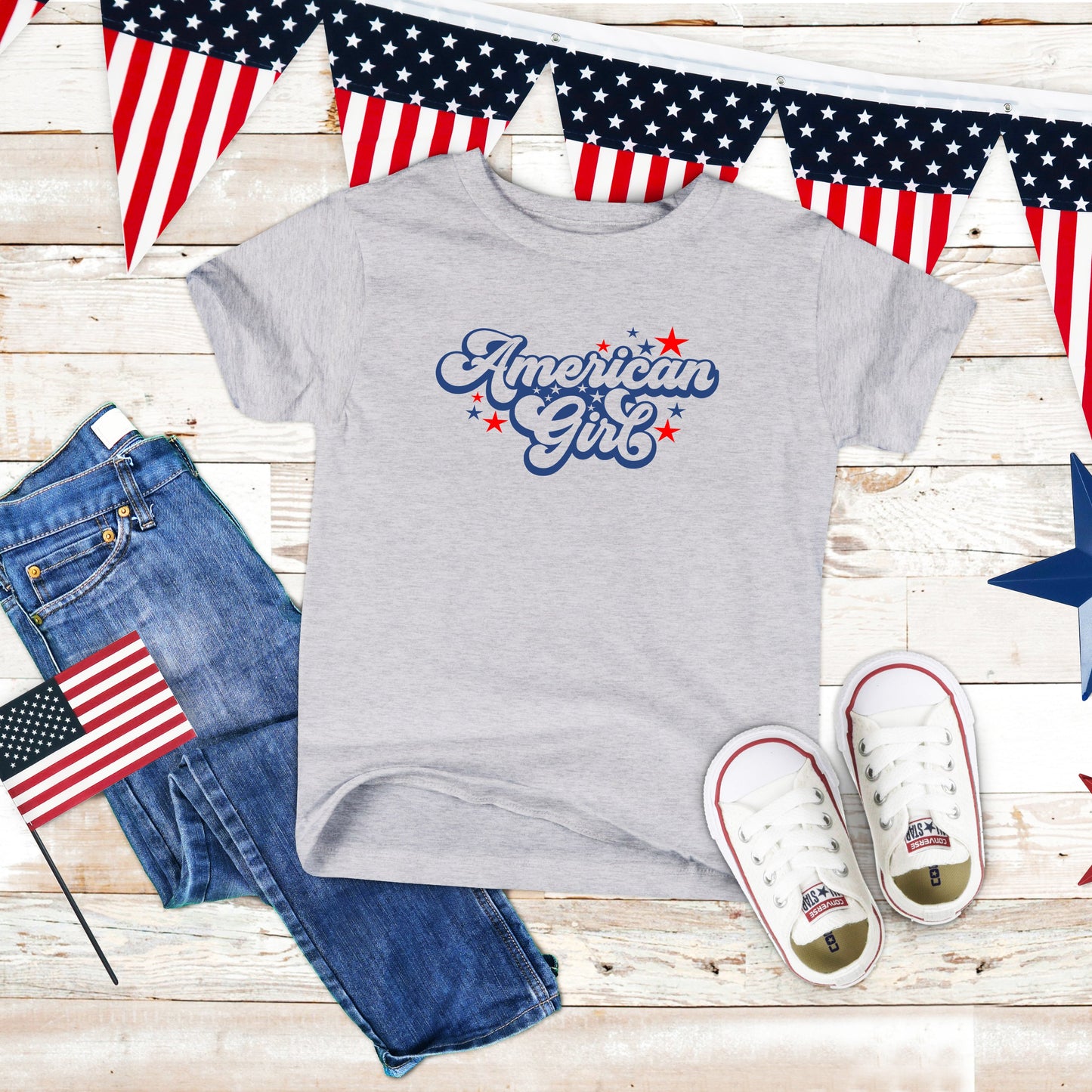 American Girl Retro Stars | Youth Short Sleeve Crew Neck