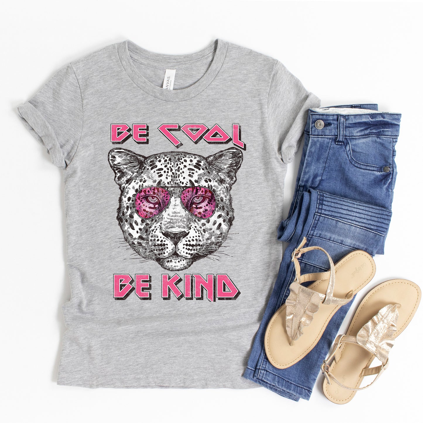 Be Cool Be Kind Leopard | Youth Short Sleeve Crew Neck