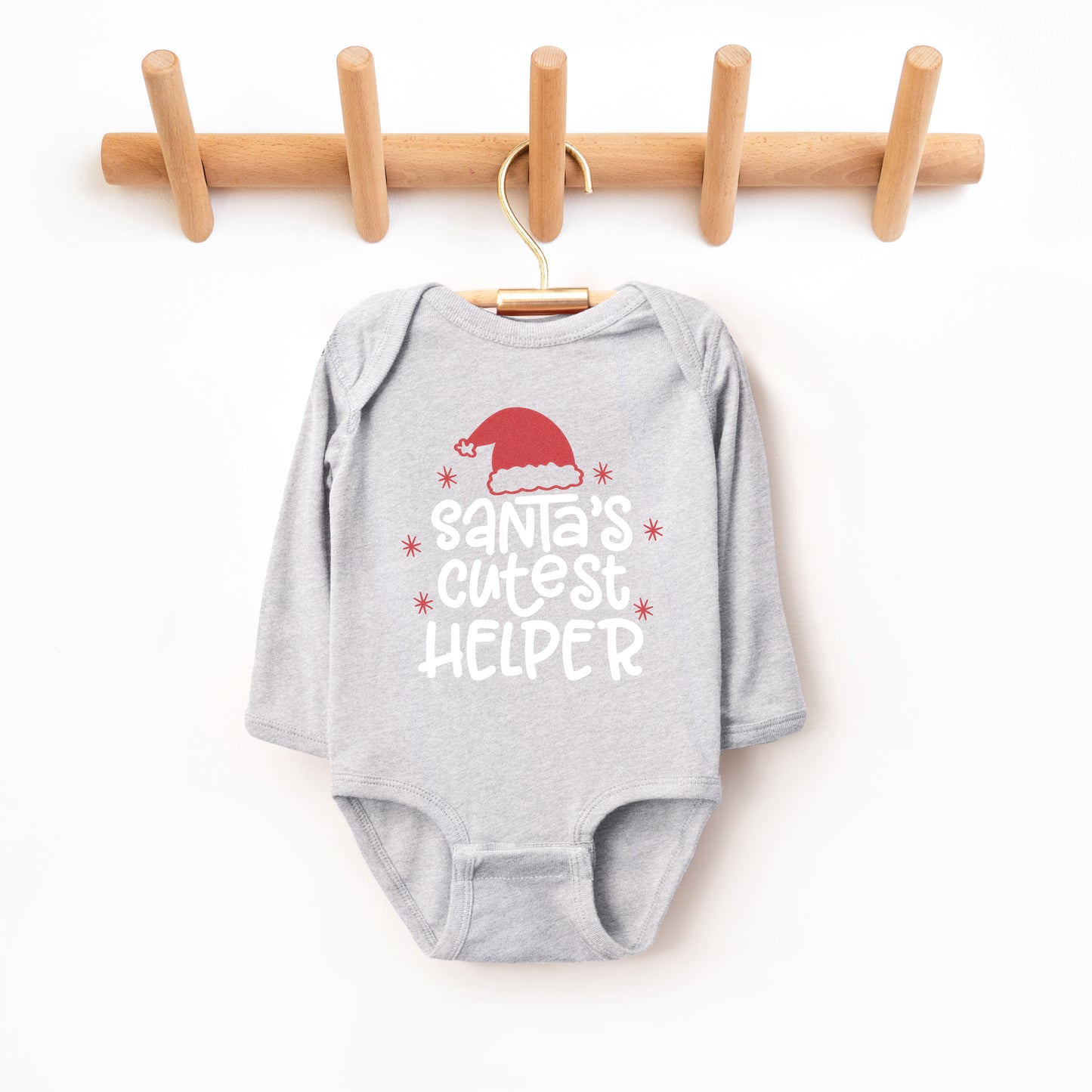 Santa's Cutest Helper Glitter | Baby Graphic Long Sleeve Bodysuit