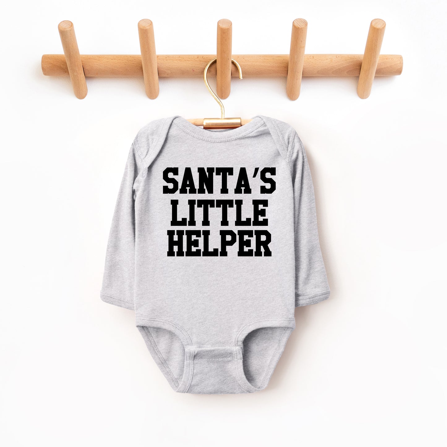 Santa's Little Helper Words | Baby Graphic Long Sleeve Bodysuit
