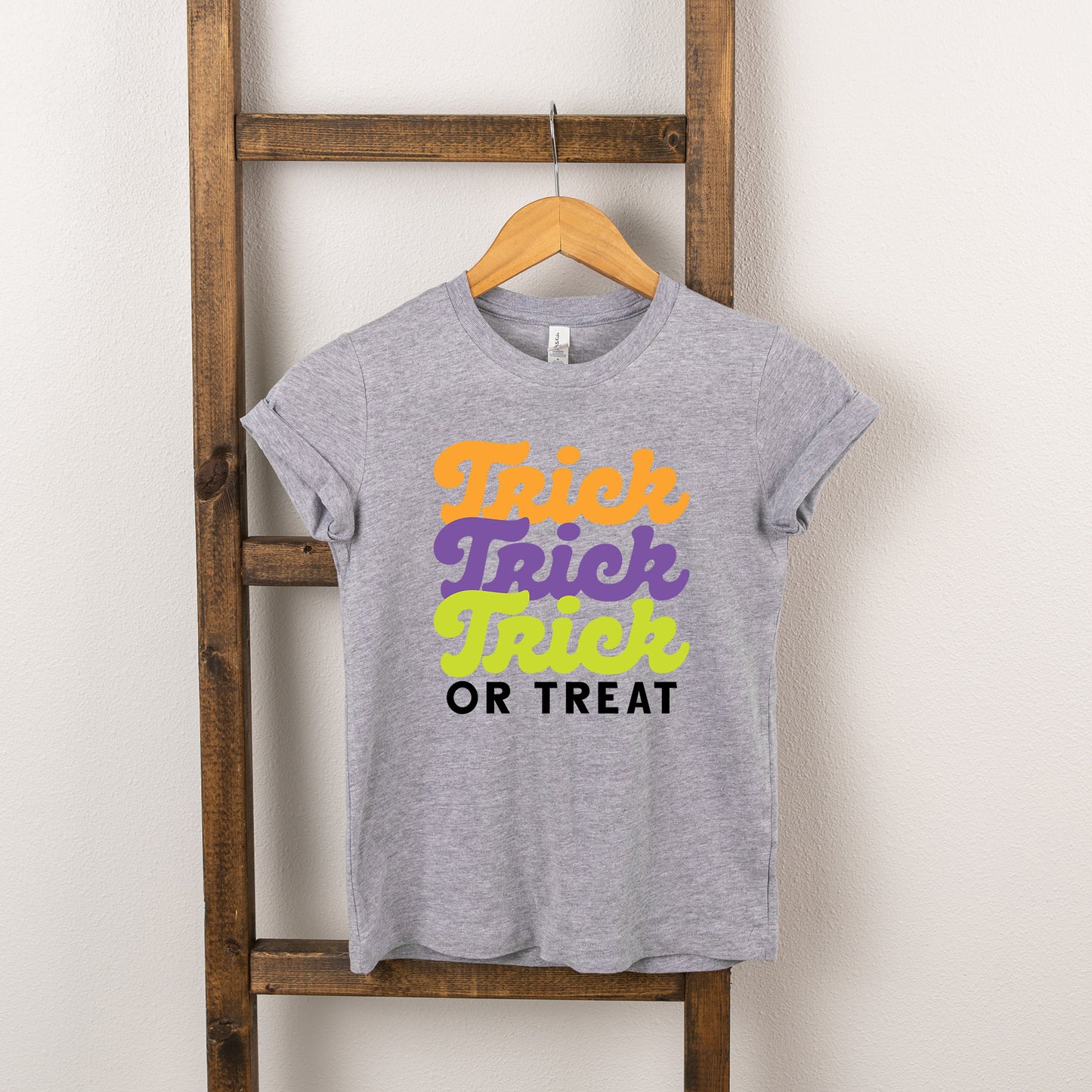 Trick Or Treat Colorful Stacked | Youth Short Sleeve Crew Neck