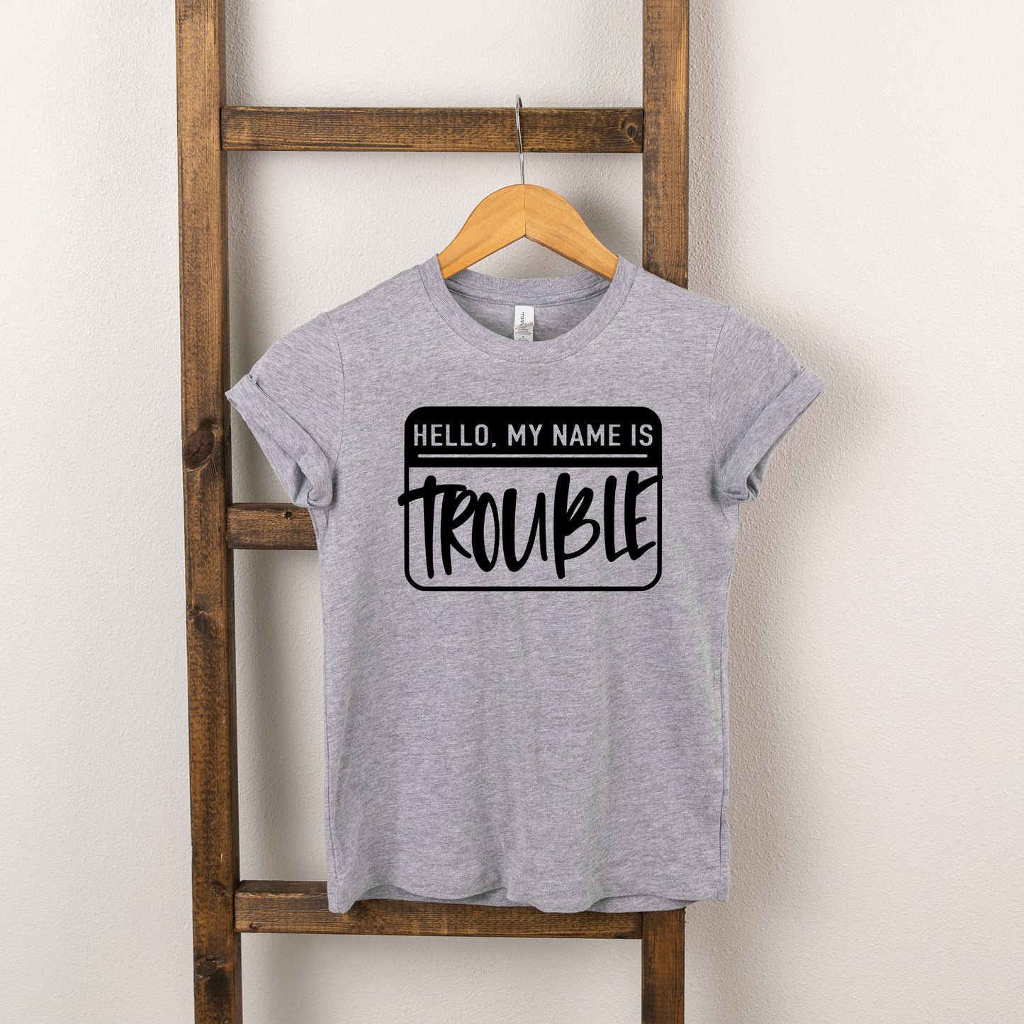 Hello My Name Is Trouble | Youth Short Sleeve Crew Neck