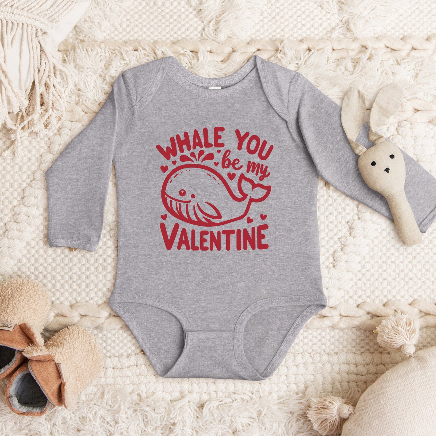 Valentines Whale | Baby Graphic Long Sleeve Bodysuit
