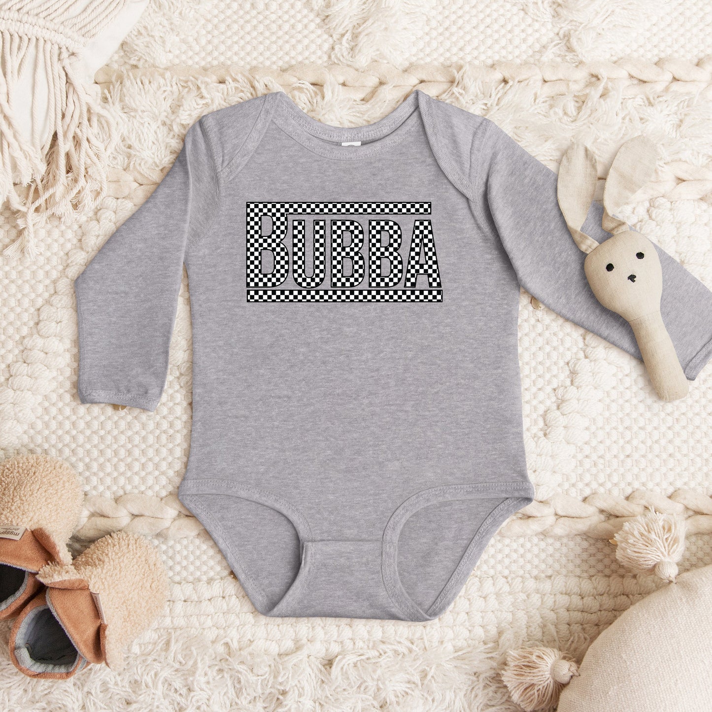 Bubba Checkered | Baby Graphic Long Sleeve Bodysuit