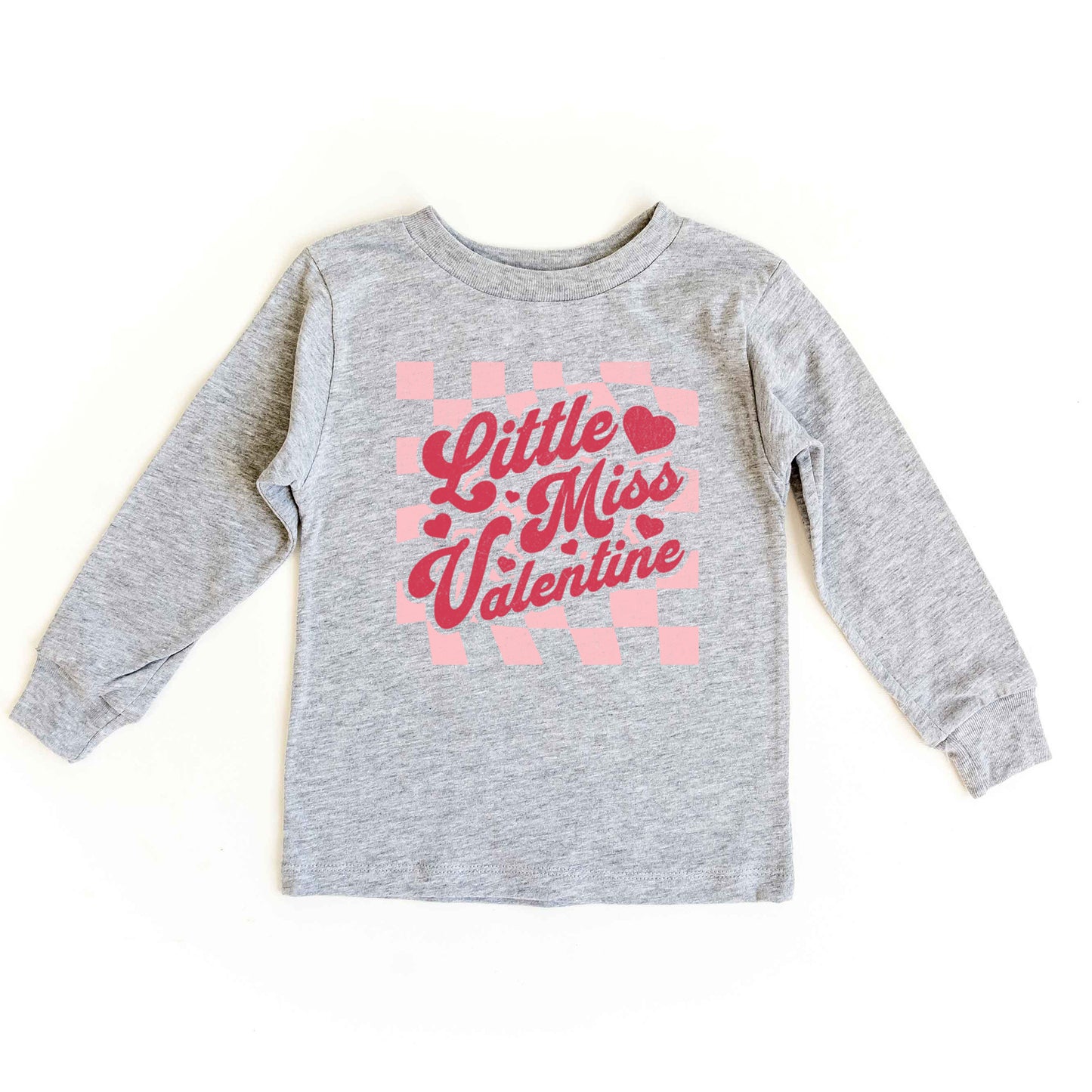 Checkered Little Miss Valentine | Toddler Long Sleeve Tee