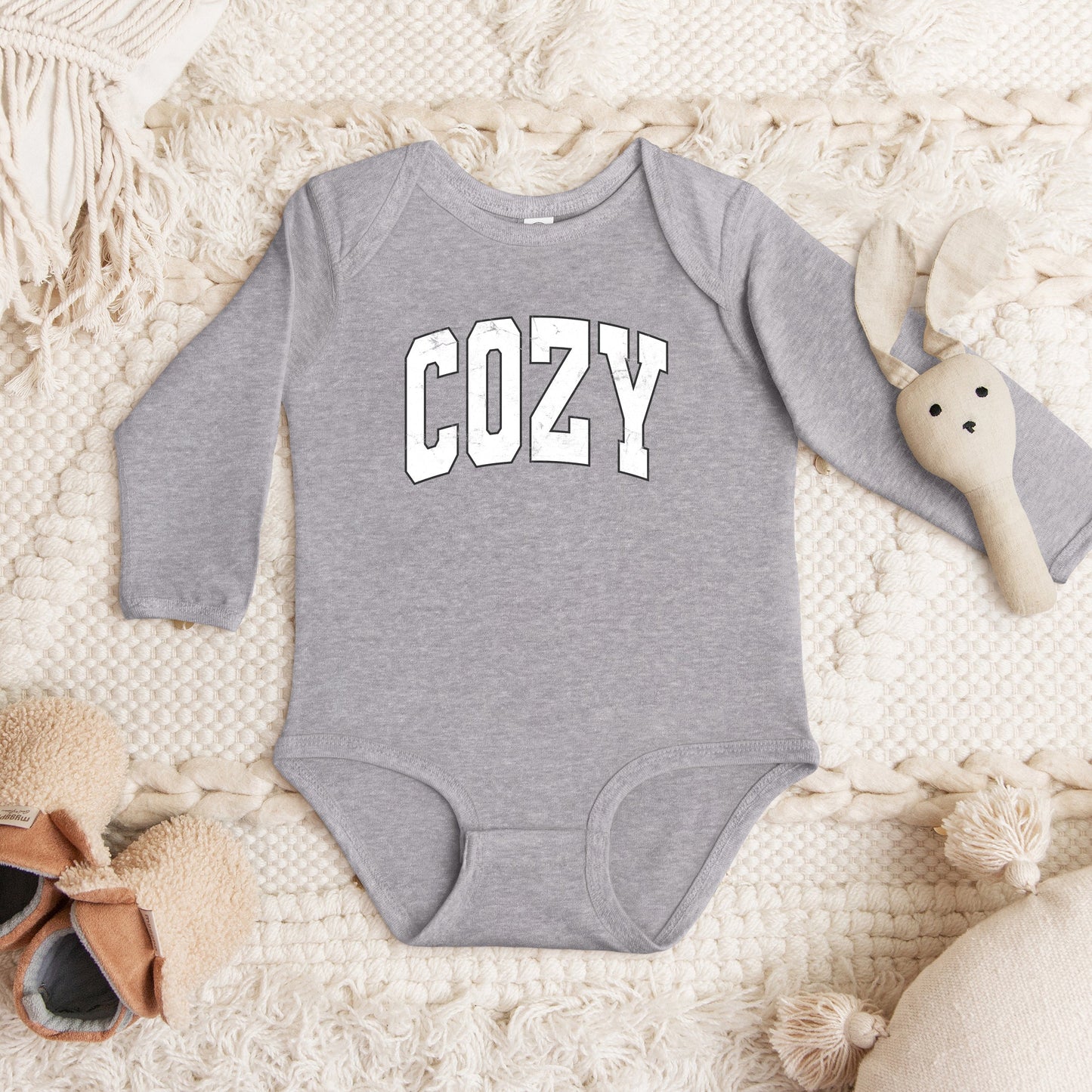 Cozy Worn Varsity | Baby Graphic Long Sleeve Bodysuit
