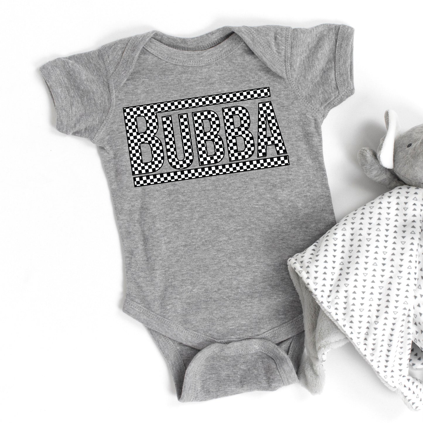 Bubba Checkered | Baby Graphic Short Sleeve Bodysuit