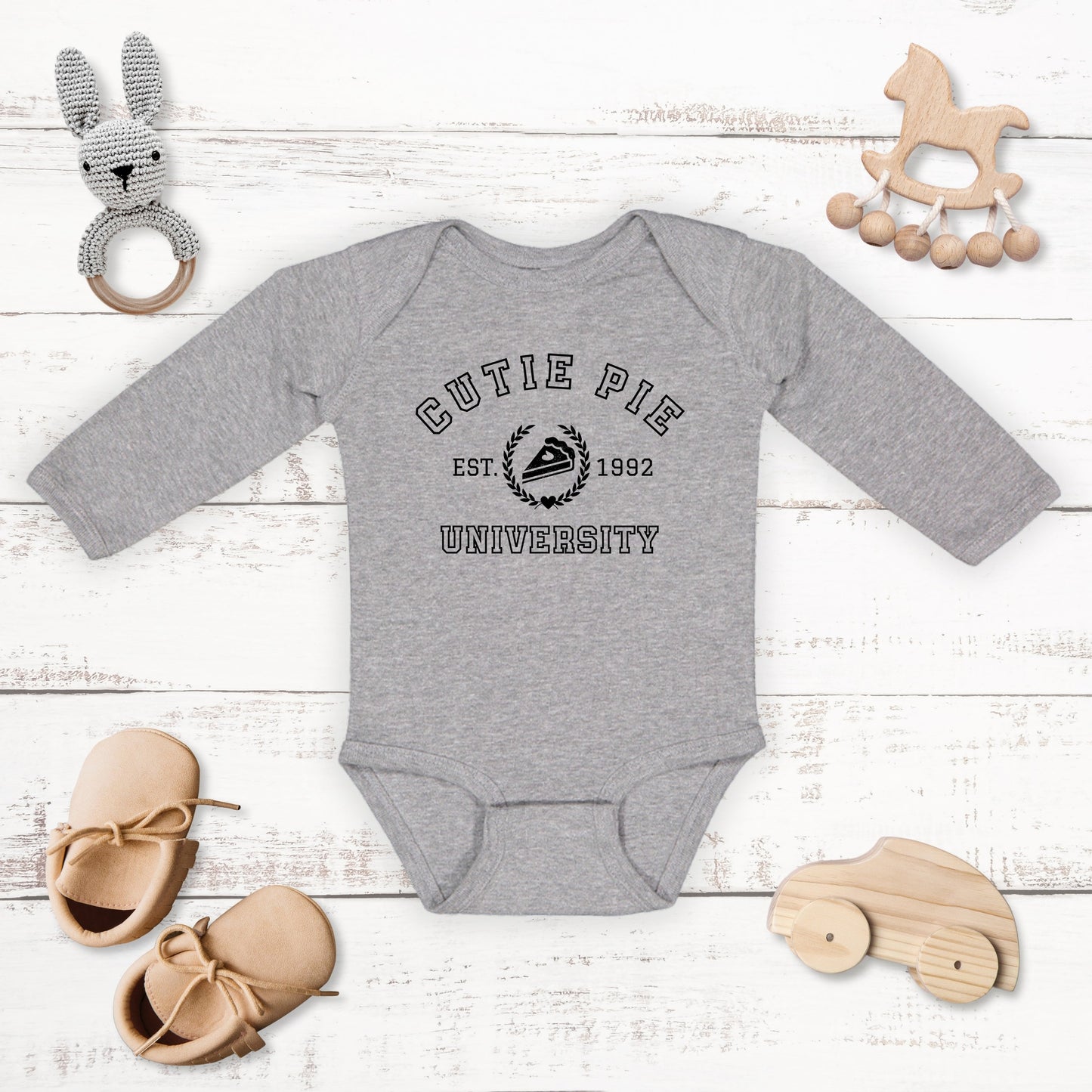 Cutie Pie University | Baby Graphic Long Sleeve Bodysuit