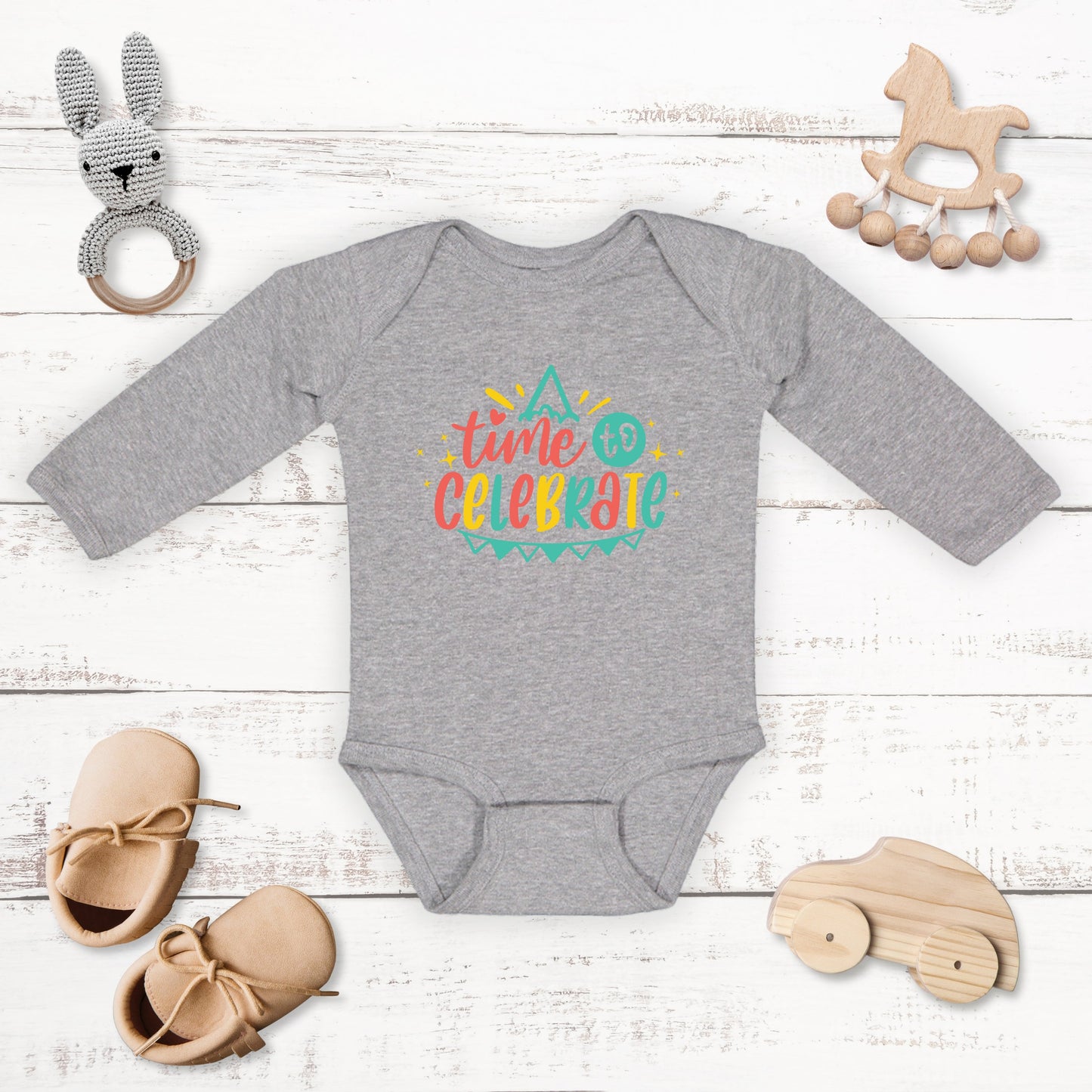 Time To Celebrate | Baby Graphic Long Sleeve Bodysuit