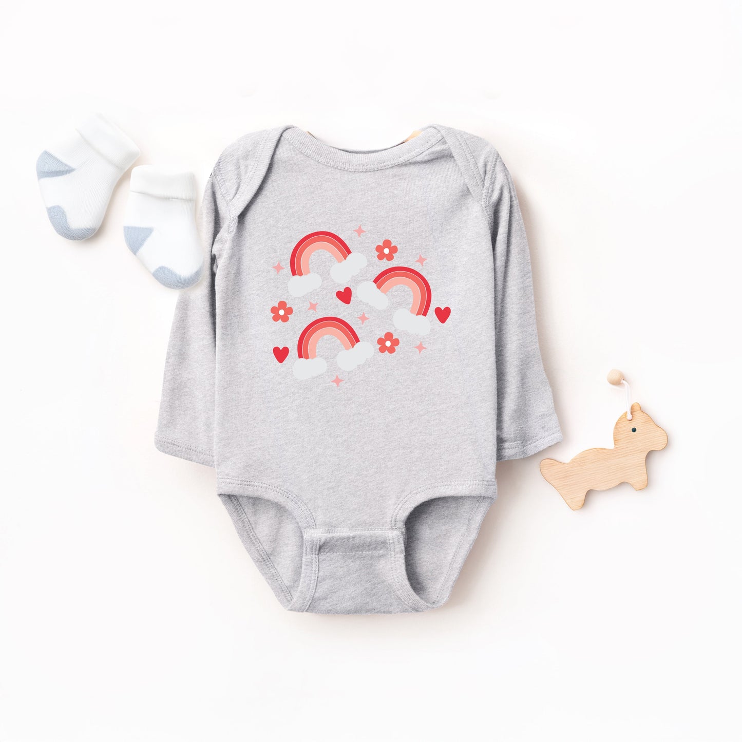 Valentine Rainbow | Baby Graphic Long Sleeve Bodysuit