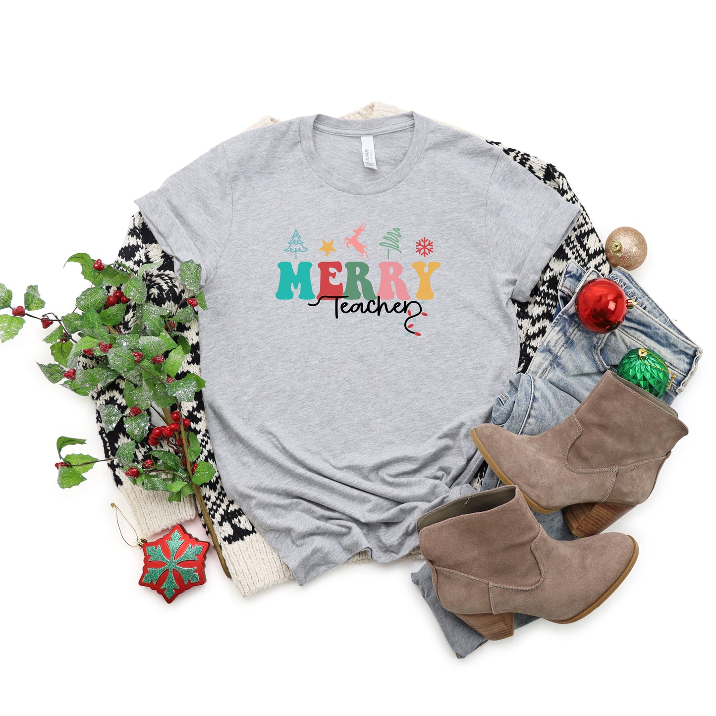 Merry Teacher | Short Sleeve Graphic Tee
