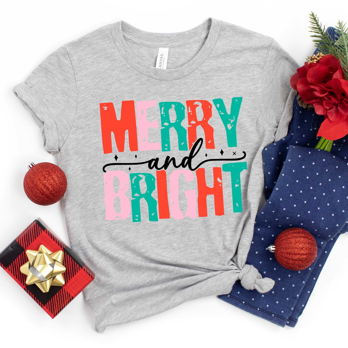 Merry And Bright Colorful | Youth Graphic Short Sleeve Tee