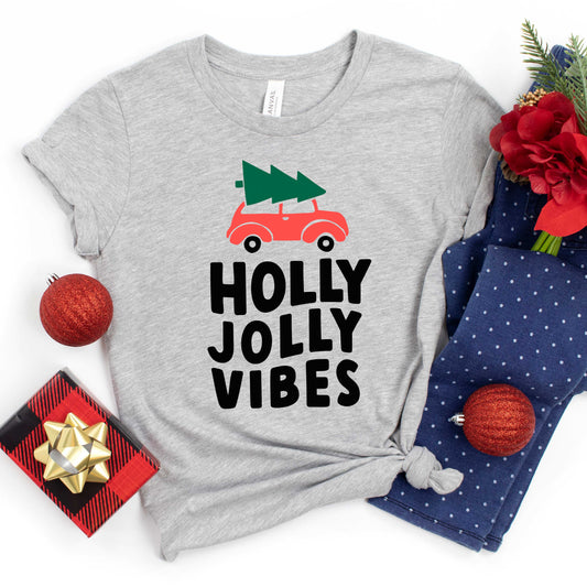Holly Jolly Vibes Car | Youth Short Sleeve Crew Neck