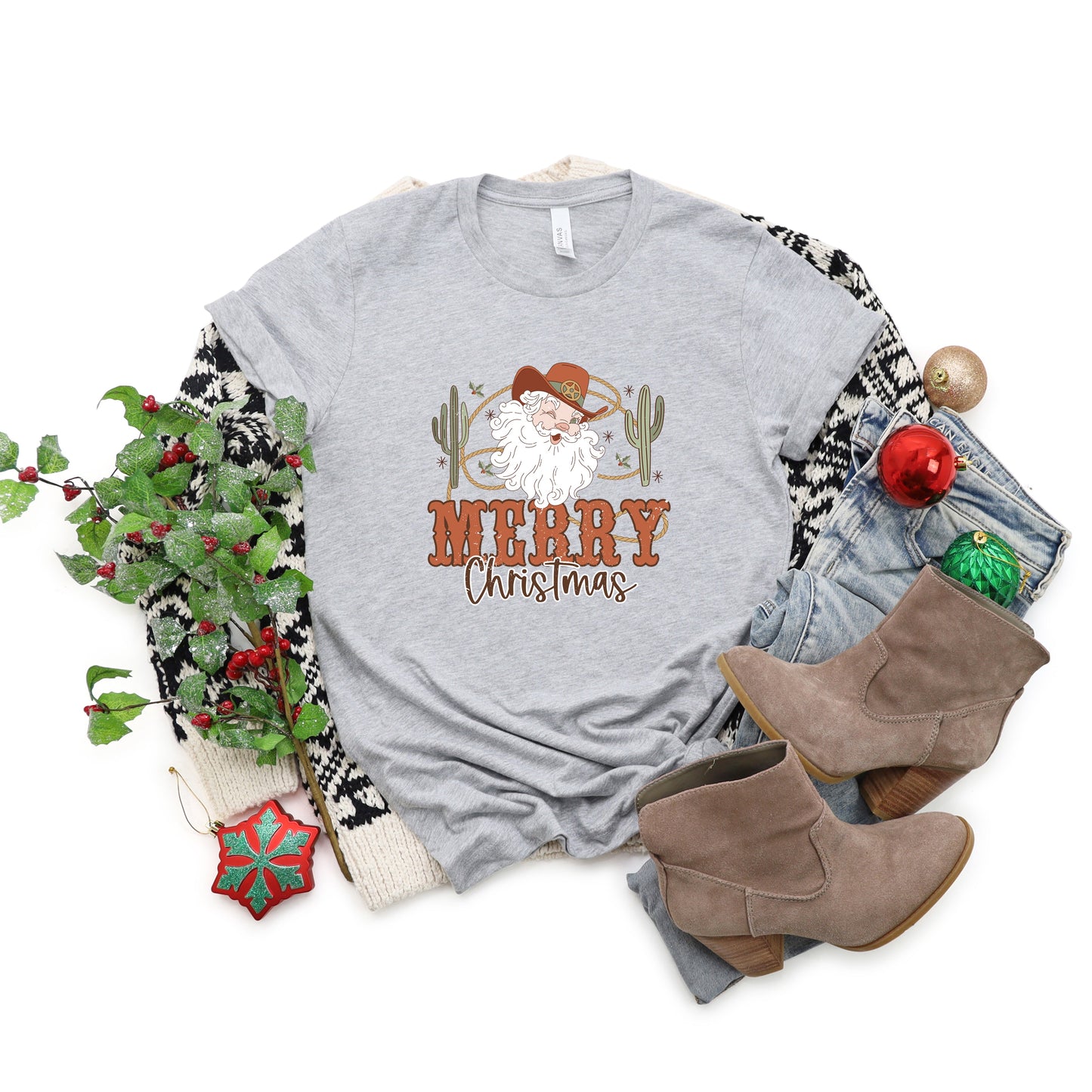 Cactus Western Santa | Short Sleeve Crew Neck