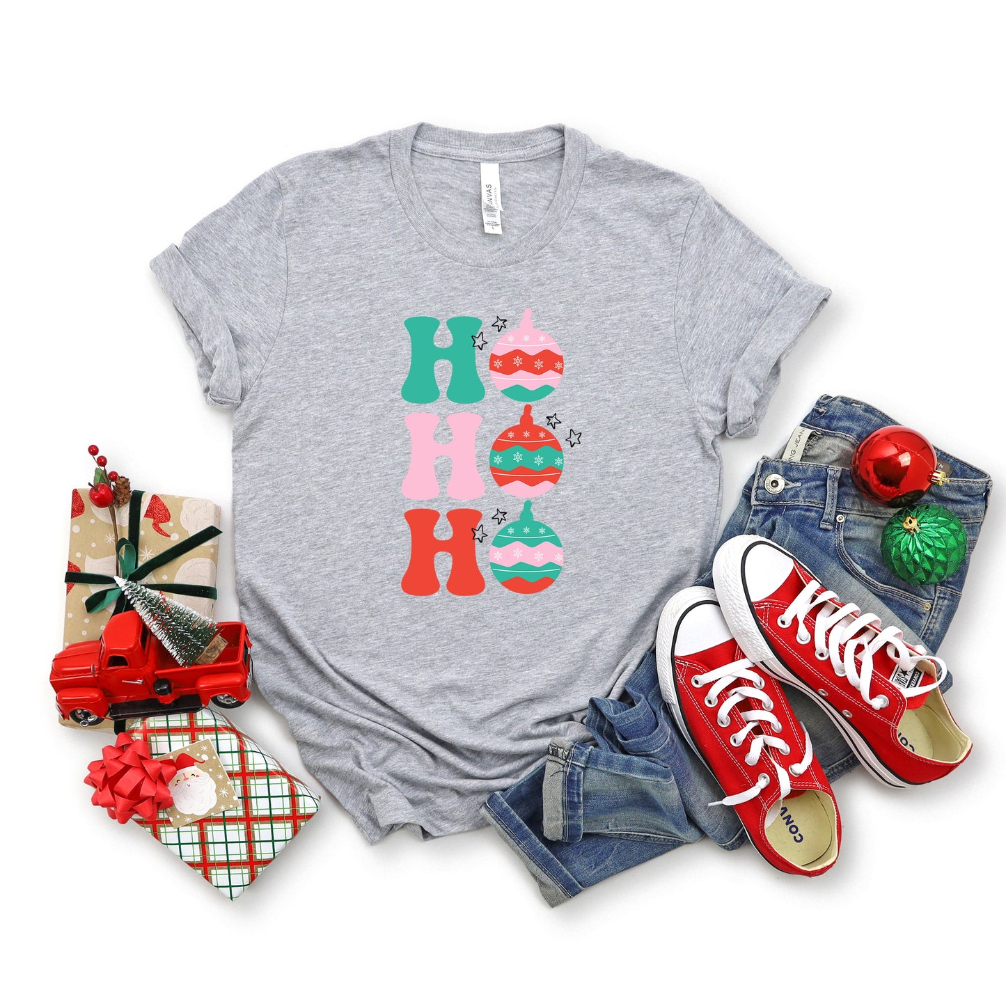 Ho Ho Ho Ornaments | Short Sleeve Graphic Tee