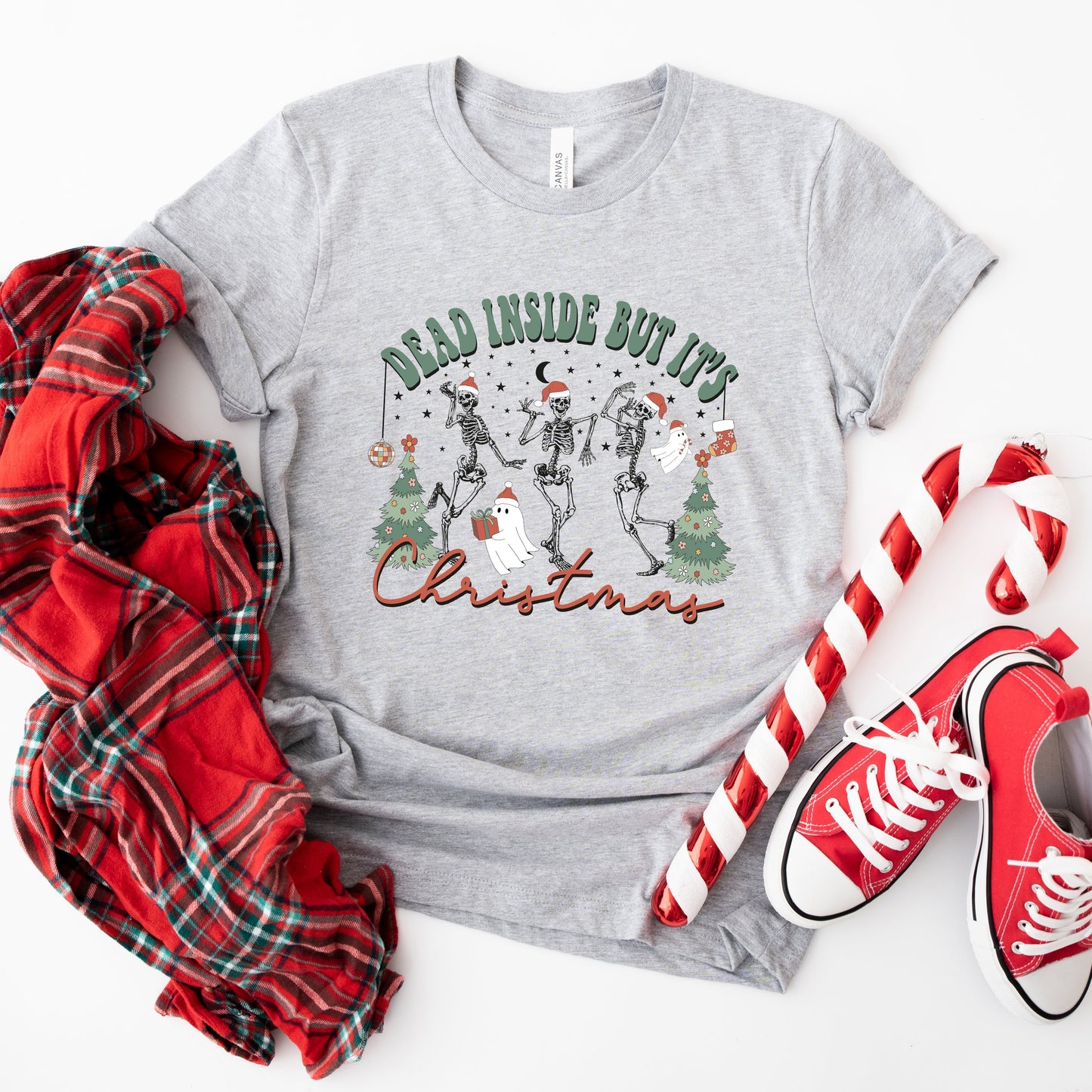 Dead Inside Christmas Skeleton | Short Sleeve Crew Neck