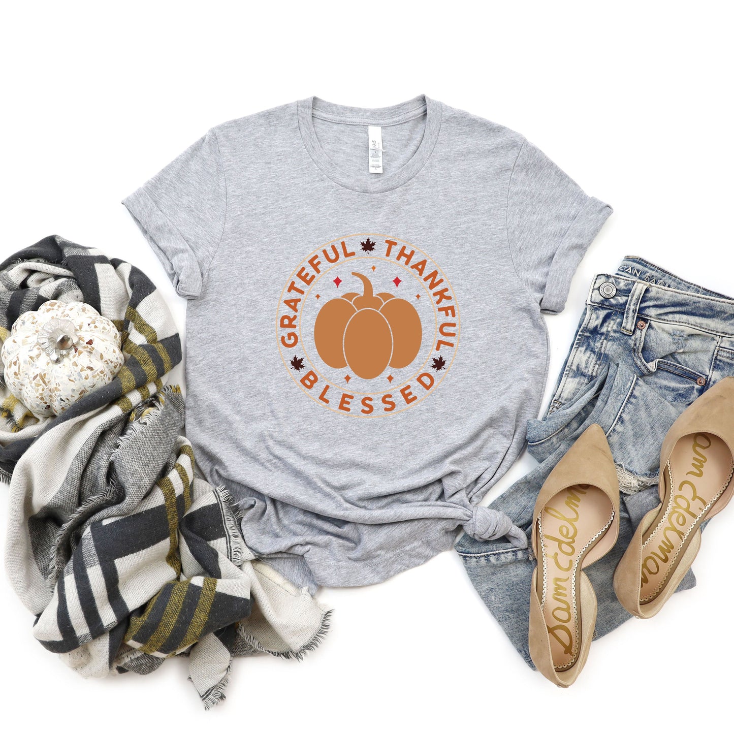 Grateful Thankful Bless Circle | Short Sleeve Crew Neck