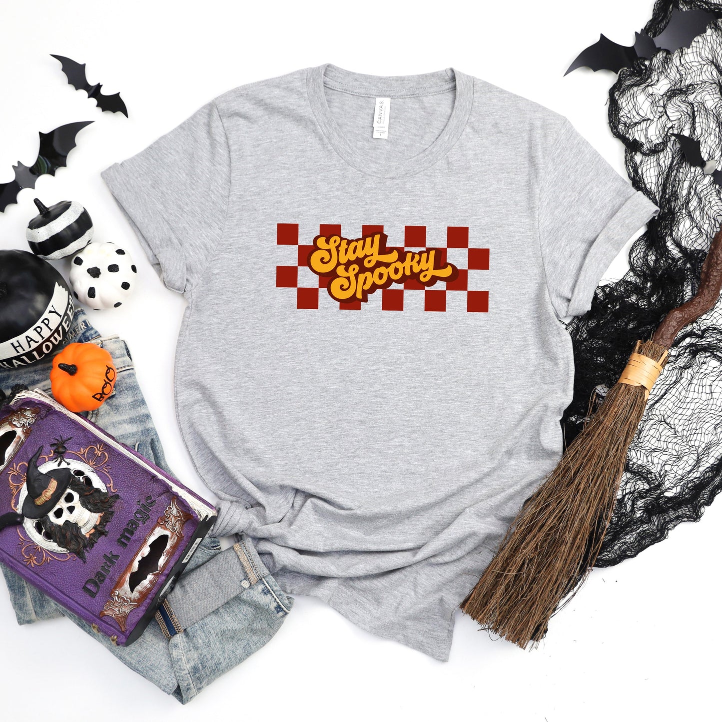 Stay Spooky Retro Checkered | Short Sleeve Graphic Tee