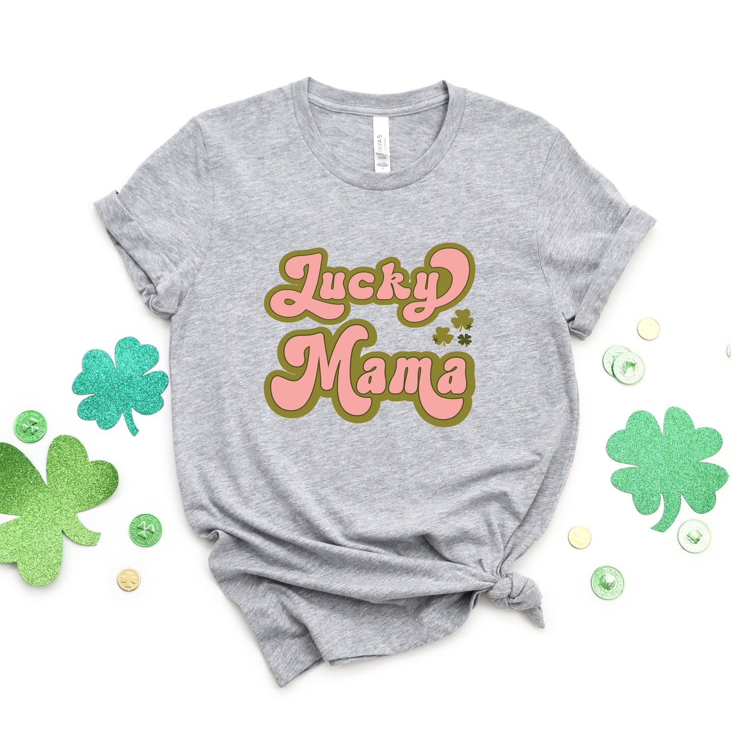 Lucky Mama Retro Clovers | Short Sleeve Graphic Tee