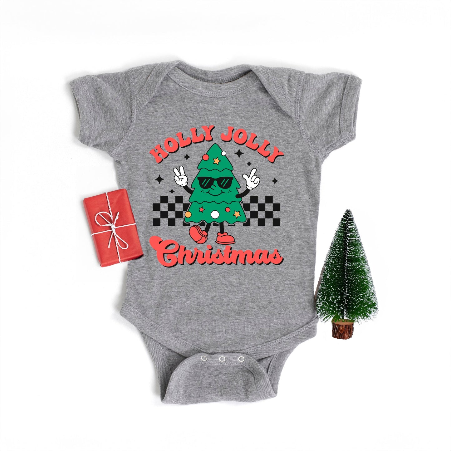 Holly Jolly Christmas Tree | Baby Graphic Short Sleeve Bodysuit