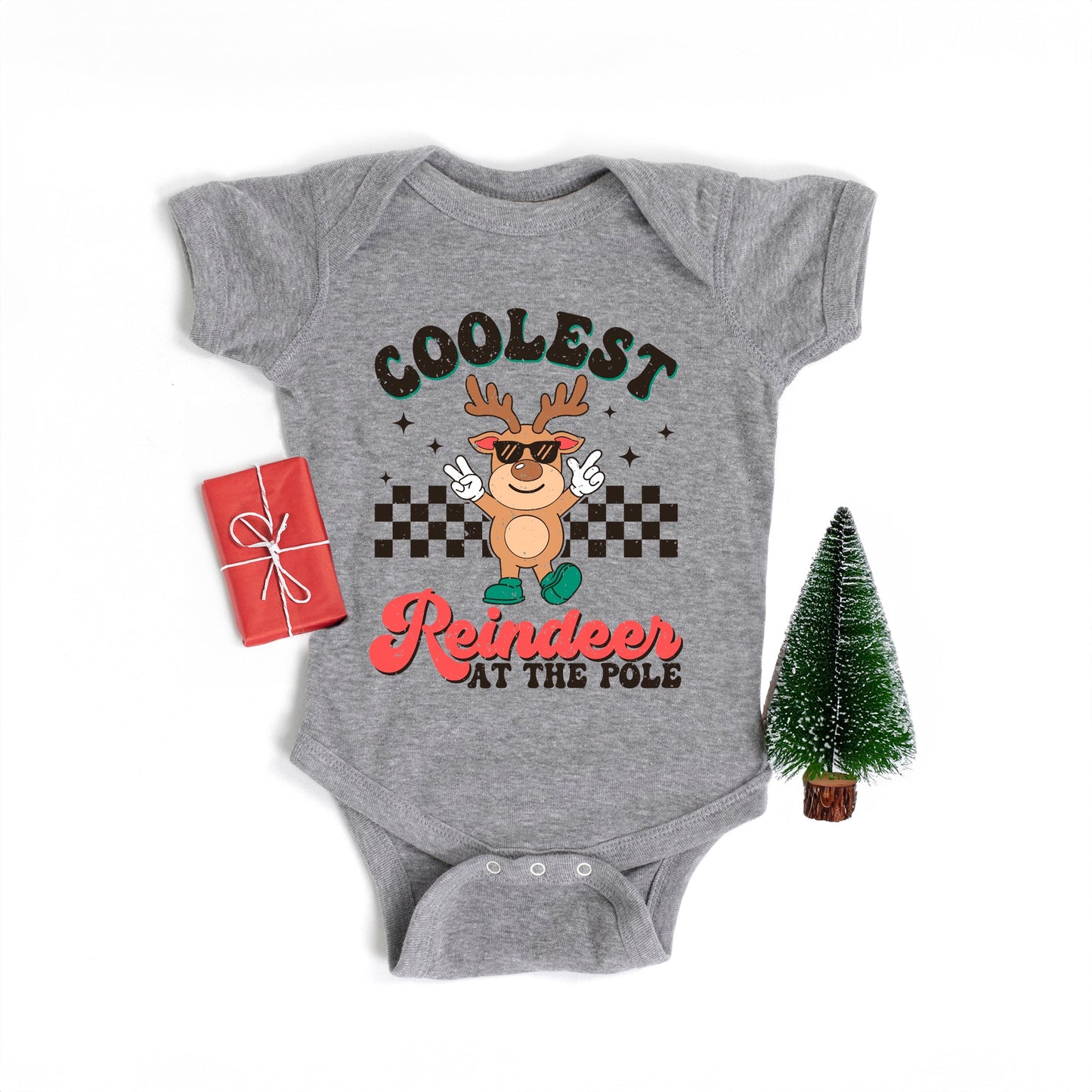 Coolest Reindeer At The Pole | Baby Graphic Short Sleeve Bodysuit