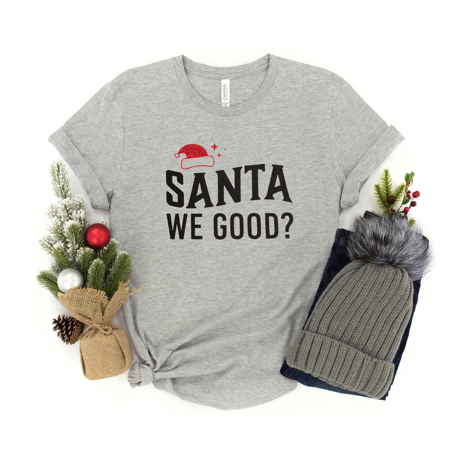 Santa We Good Glitter | Youth Graphic Short Sleeve Tee