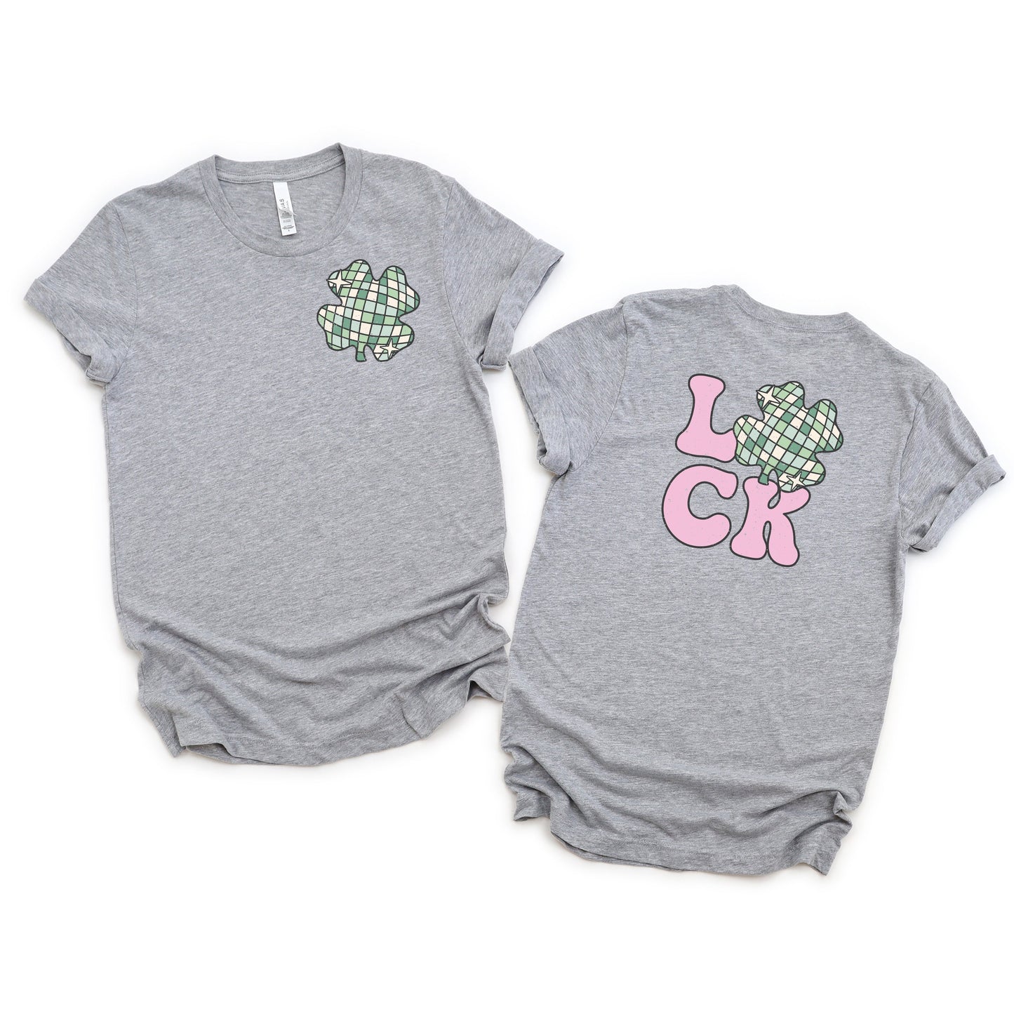 Luck With Shamrock | Front & Back Short Sleeve Graphic Tee
