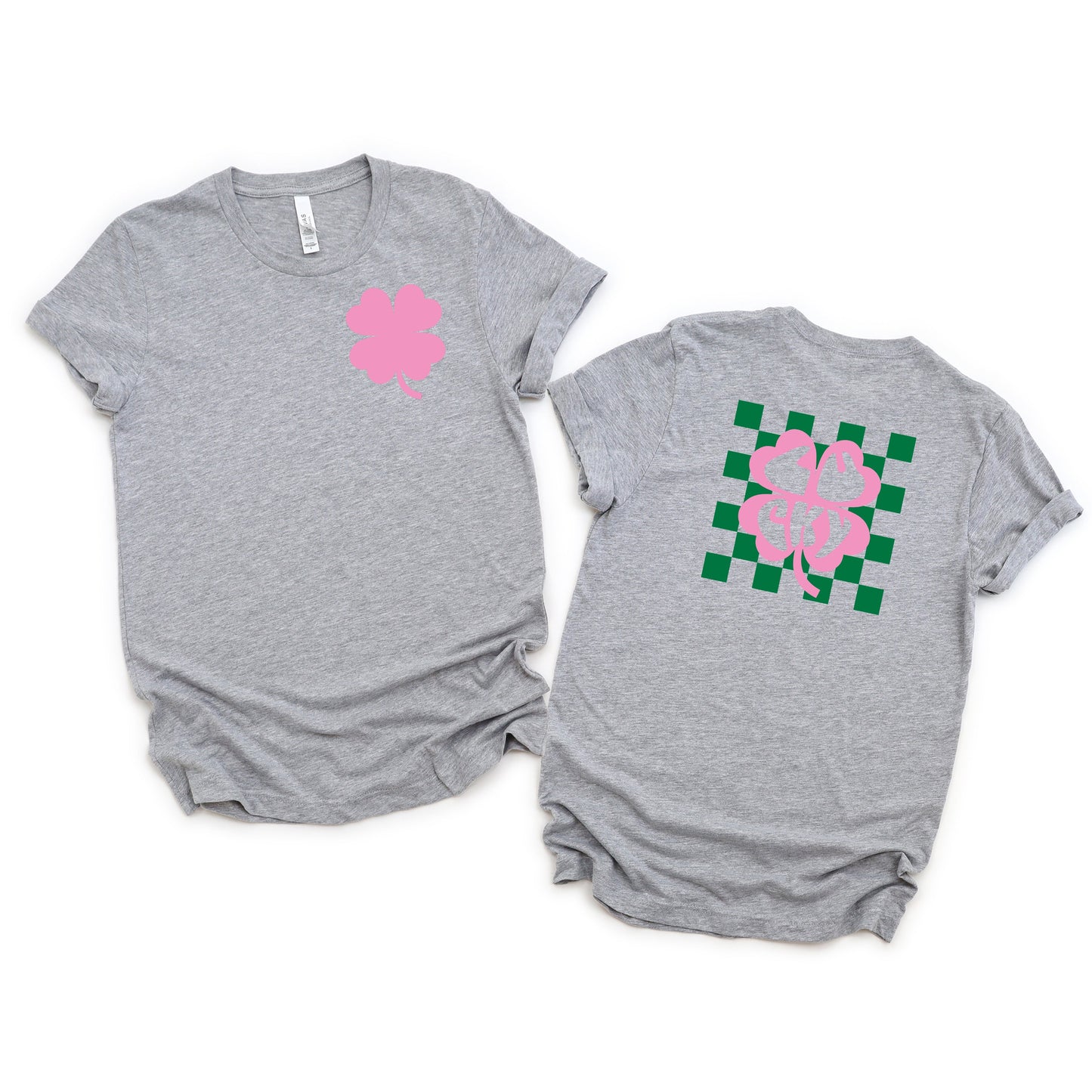 Lucky Clover Checkered | Front & Back Short Sleeve Graphic Tee