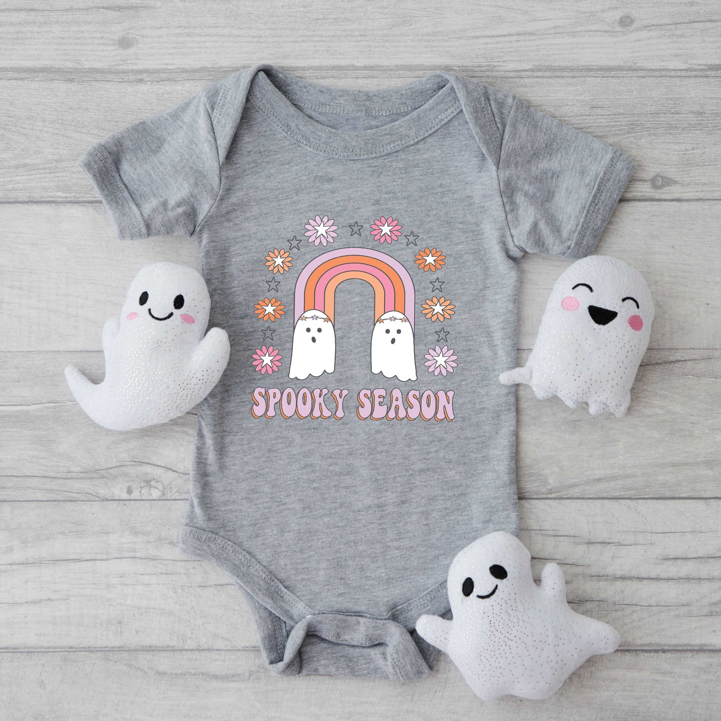 Spooky Season Rainbow | Baby Graphic Short Sleeve Bodysuit