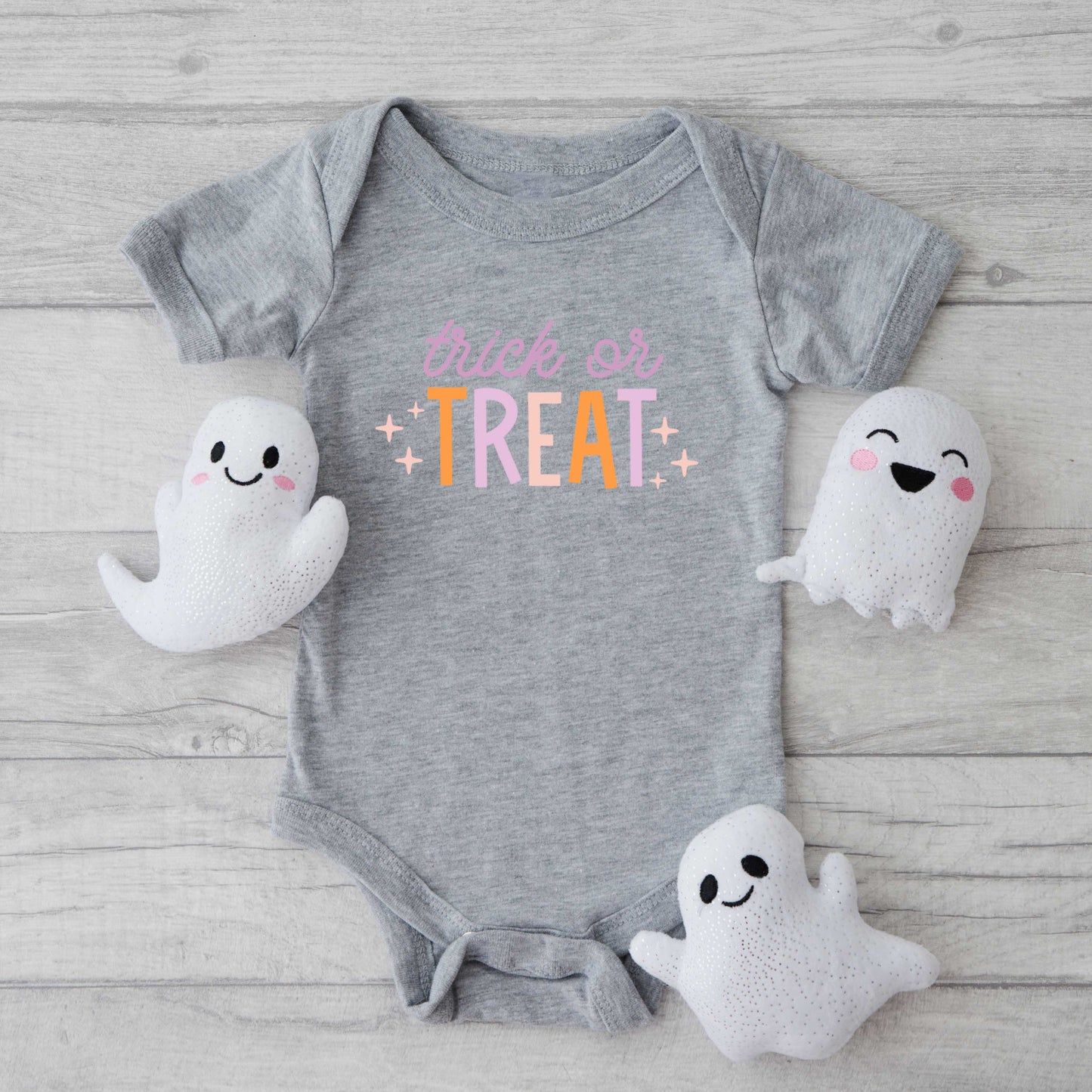 Trick Or Treat Colorful | Baby Graphic Short Sleeve Bodysuit