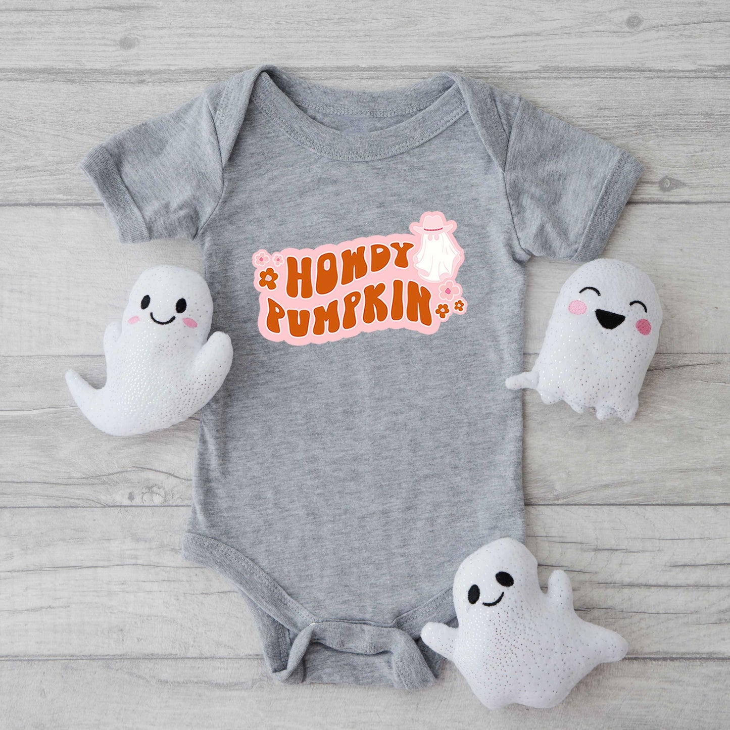 Howdy Pumpkin Ghost | Baby Graphic Short Sleeve Bodysuit