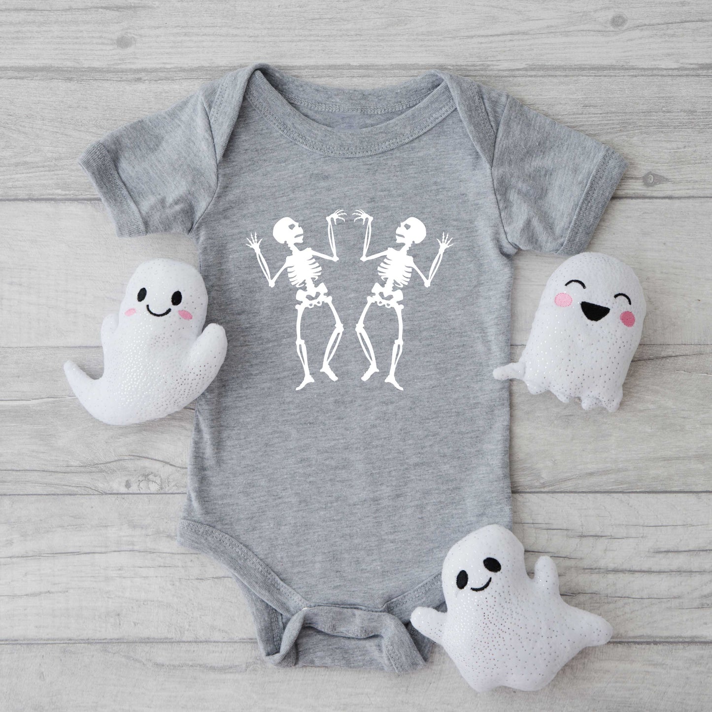 Two Dancing Skeletons | Baby Graphic Short Sleeve Bodysuit