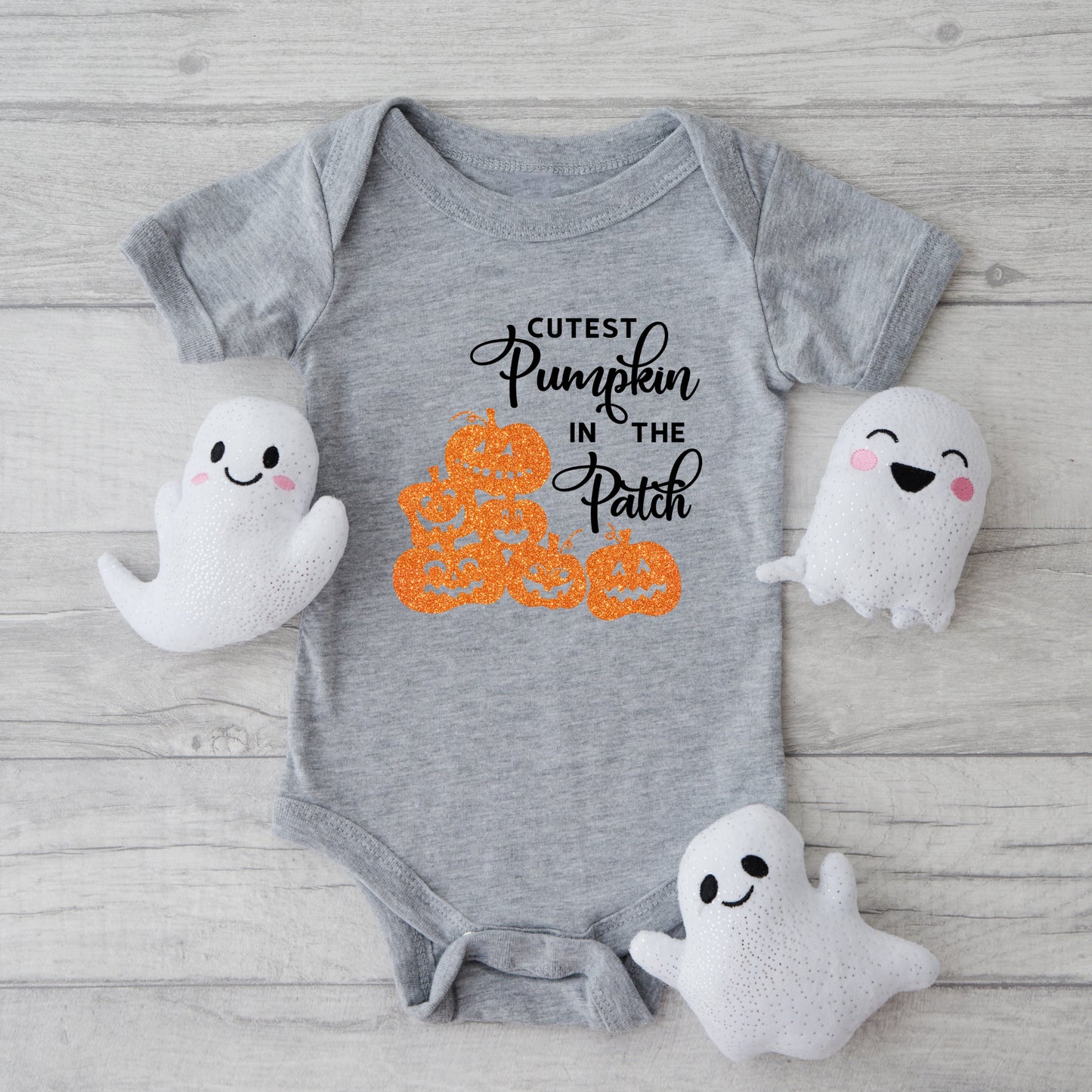 Cutest Pumpkin In The Patch Glitter | Baby Graphic Short Sleeve Bodysuit