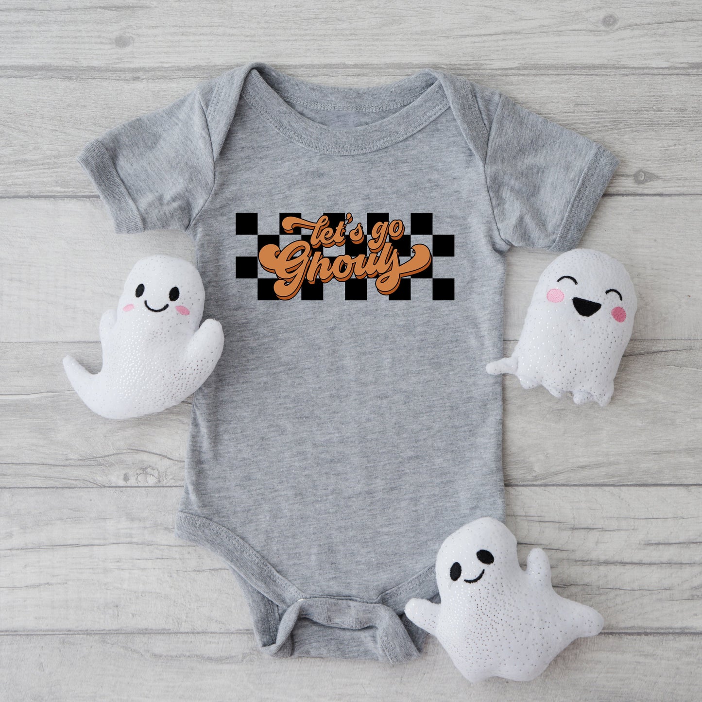 Let's Go Ghouls Checkered | Baby Graphic Short Sleeve Bodysuit