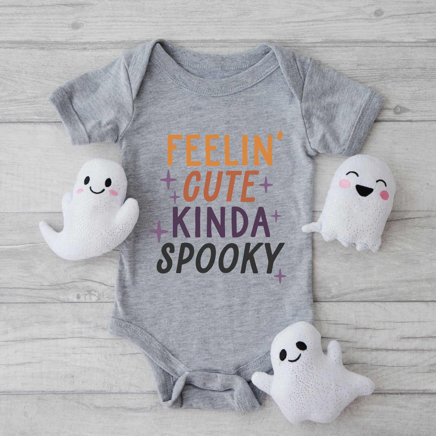 Feelin' Cute Kinda Spooky | Baby Graphic Short Sleeve Bodysuit