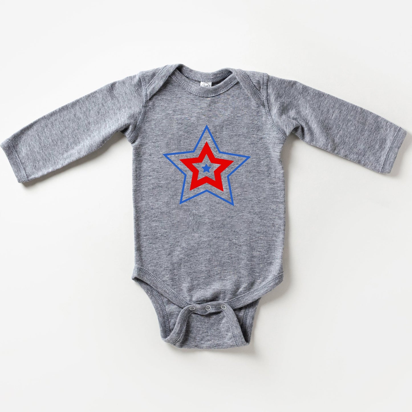 Patriotic Three Stars | Baby Long Sleeve Bodysuit