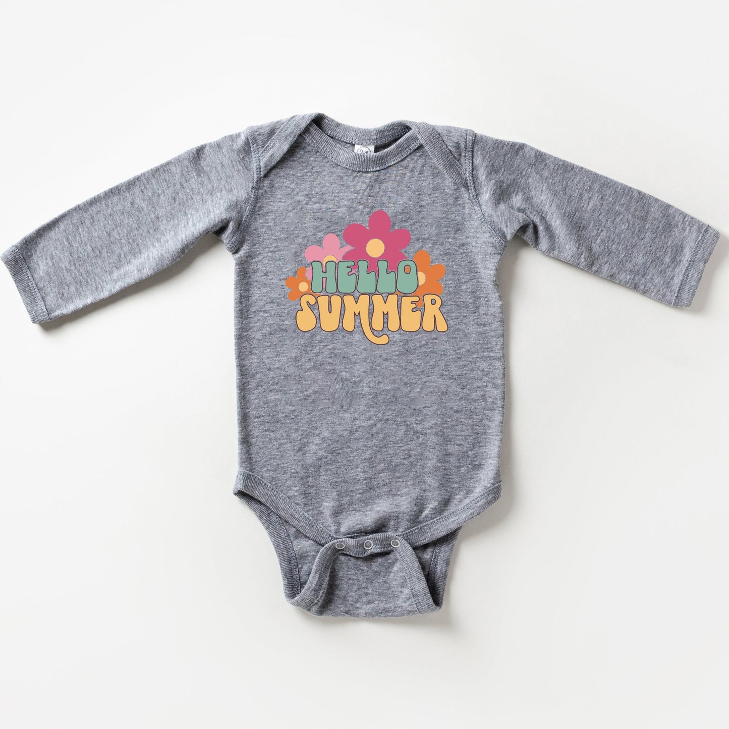 Hello Summer Flowers | Baby Long Sleeve Bodysuit