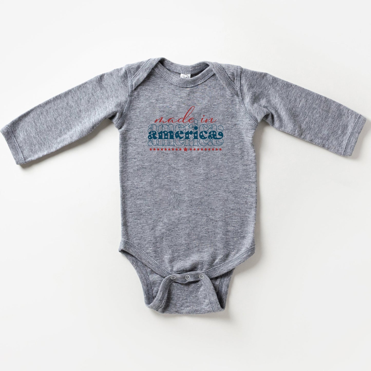 Made In America Stacked | Baby Long Sleeve Bodysuit