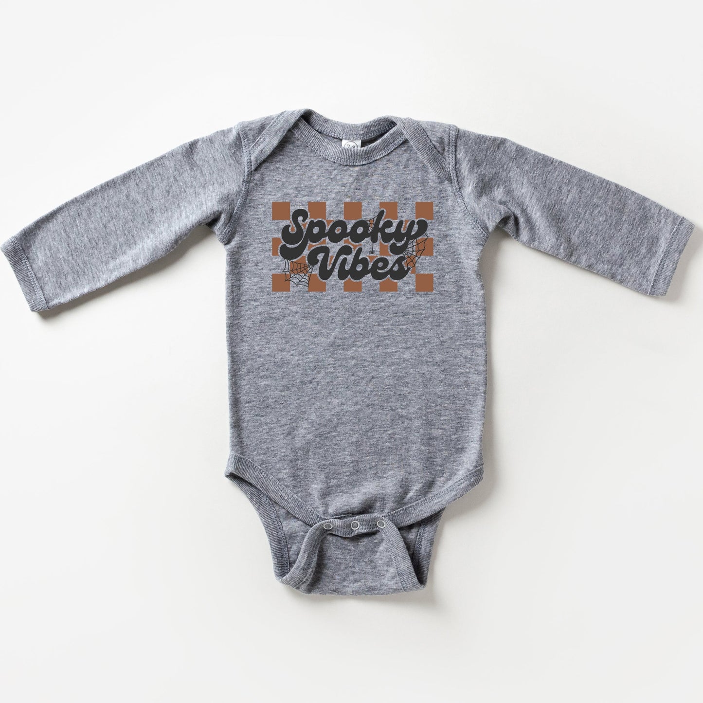 Checkered Spooky Vibes | Baby Long Sleeve Bodysuit
