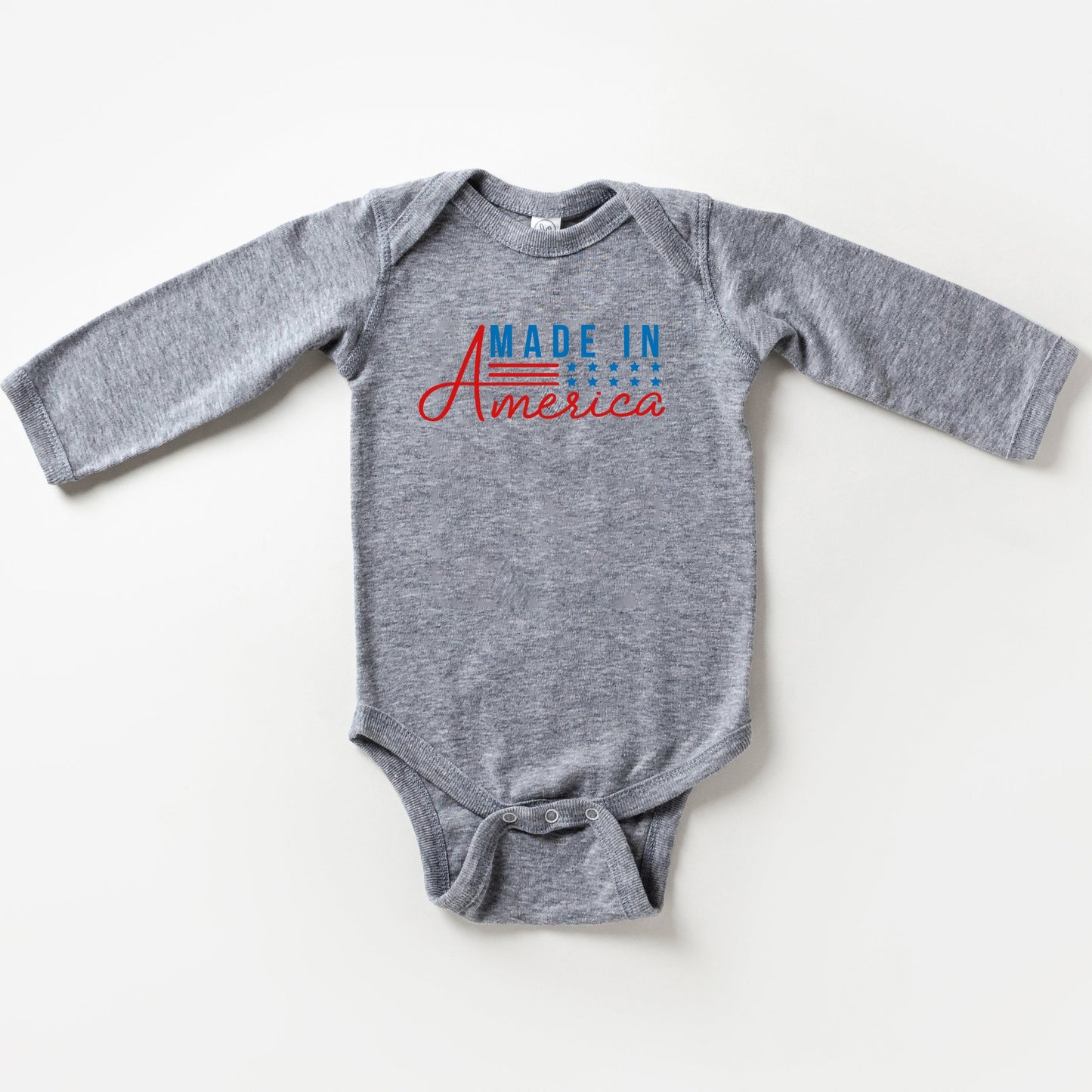 Made In America Stars And Stripes | Baby Long Sleeve Bodysuit