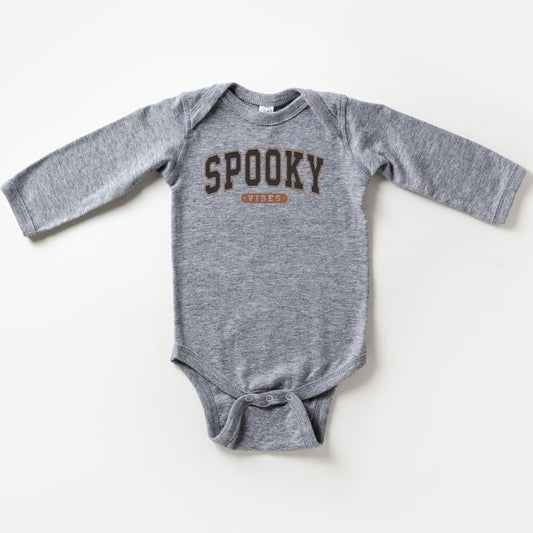 Varsity Spooky Vibes | Baby Long Sleeve Bodysuit