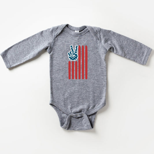 Flag Peace Sign | Baby Long Sleeve Bodysuit