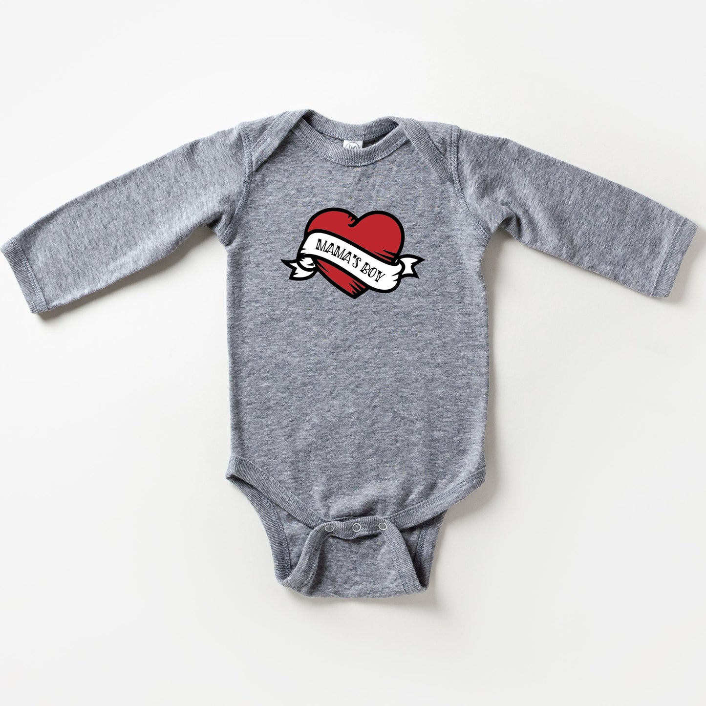 Mama's Boy Heart | Baby Long Sleeve Bodysuit