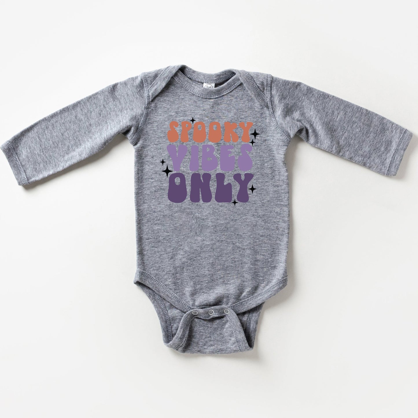 Spooky Vibes Only Stacked | Baby Graphic Long Sleeve Bodysuit