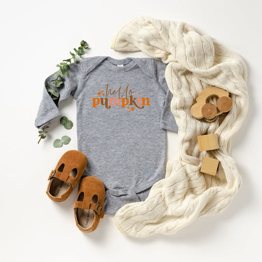 Hello Pumpkin Stars | Baby Long Sleeve Bodysuit